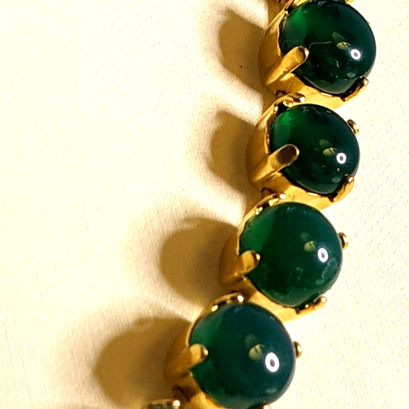 Natural Green Onyx in 14K Gold Plated Necklace and Earrings OR in Silver Plated - Picture 5 of 8